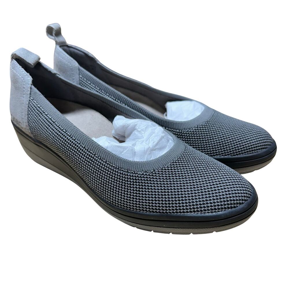Vionic Jacey Knit Slip On Wedge Gray Charcoal Women's Size 6 New in Box